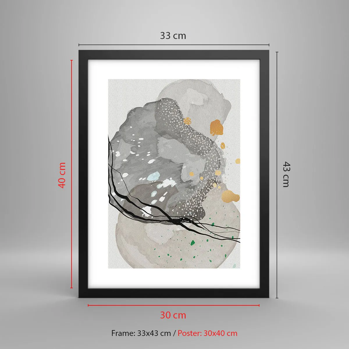 Plakat w czarnej ramie - Kompozycja organiczna - 30x40 cm