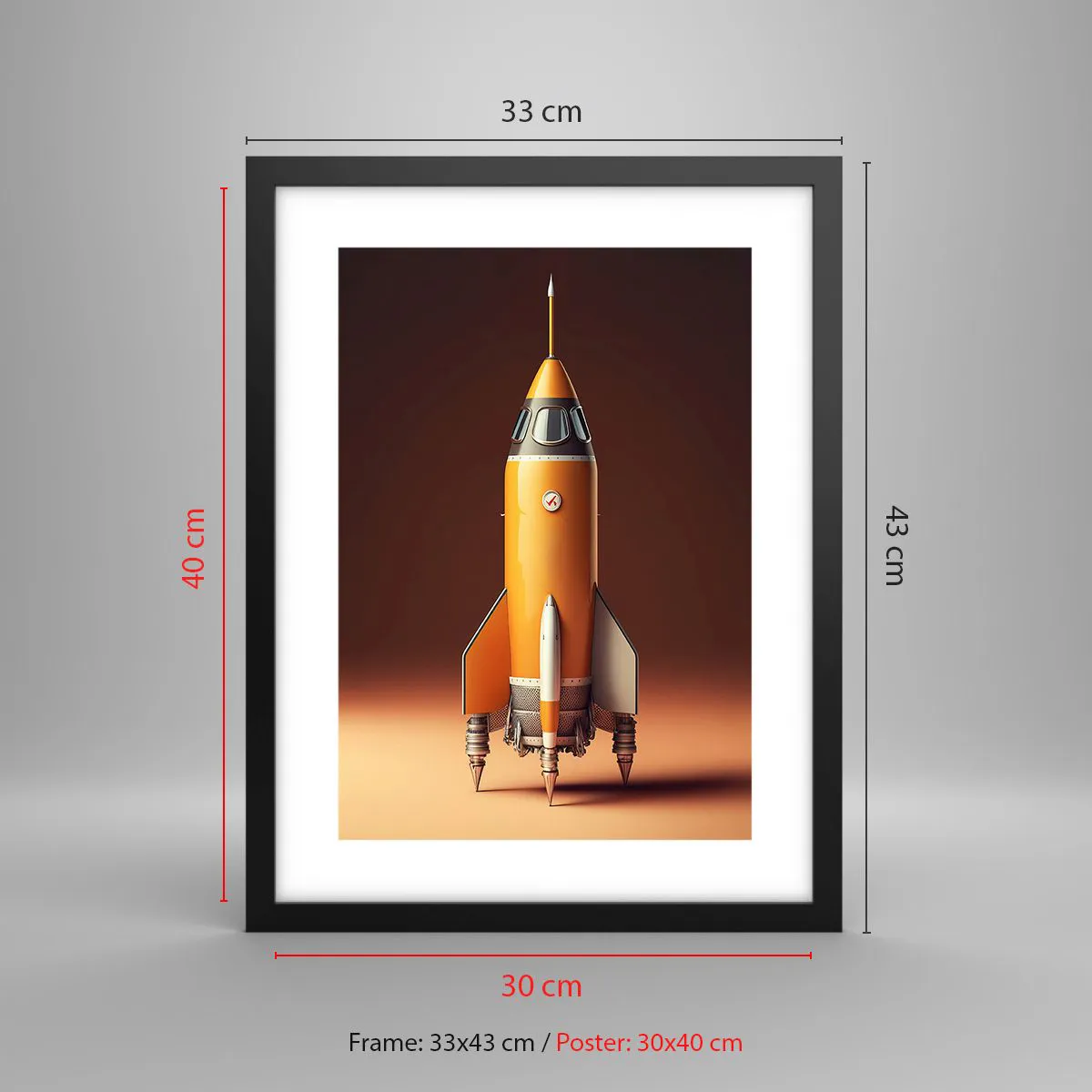 Pôster com moldura preta - Tudo começa com um sonho - 30x40 cm