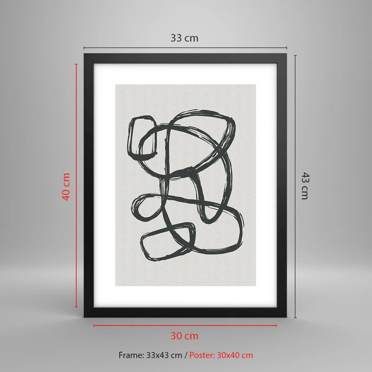 Pôster com moldura preta - Abstração em loop - 30x40 cm