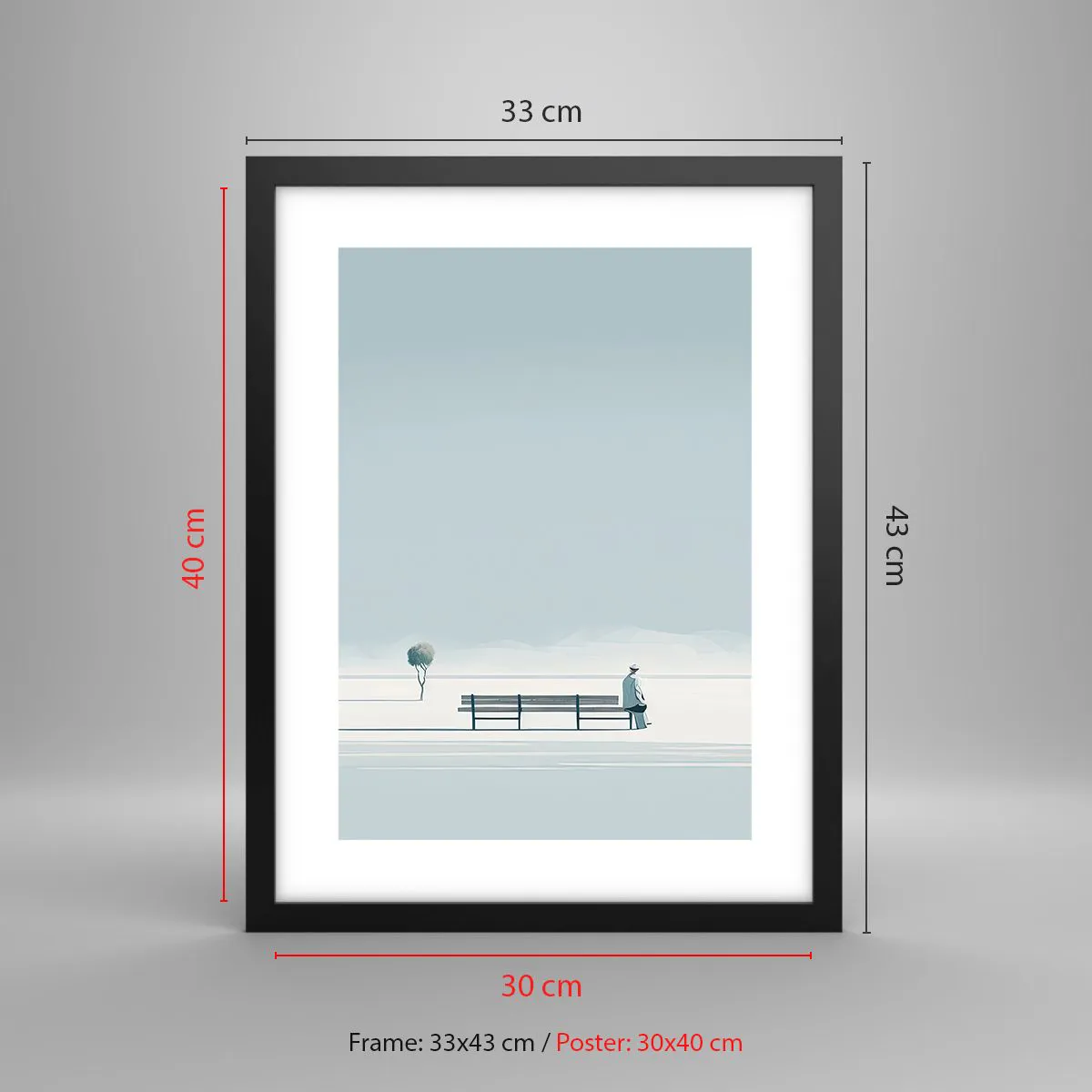 Affiche dans un cadre noir - Poster - Oui, j'attends. - 30x40 cm