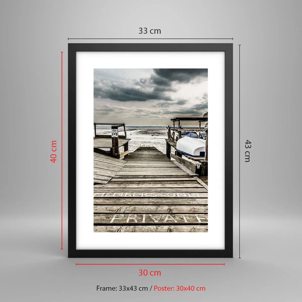 Affisch i svart ram - Stranden i norr - 30x40 cm