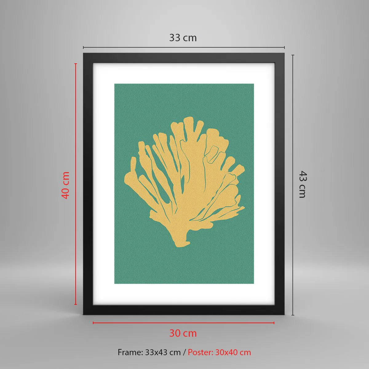 Póster en marco negro - Arbusto de un bosque submarino - 30x40 cm