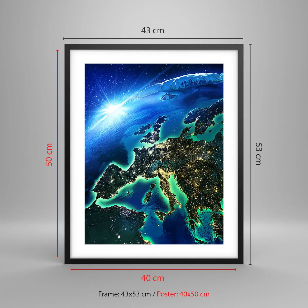 Plagát v čiernom ráme - Iskrivá Európa - 40x50 cm