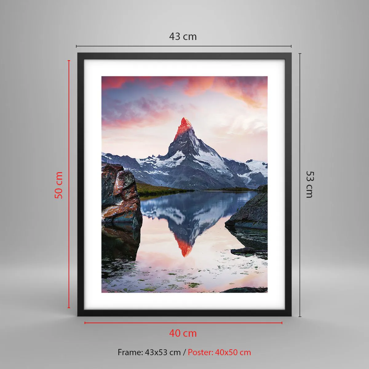 Plakat i sort ramme - Bjergenes hjerte er varmt - 40x50 cm