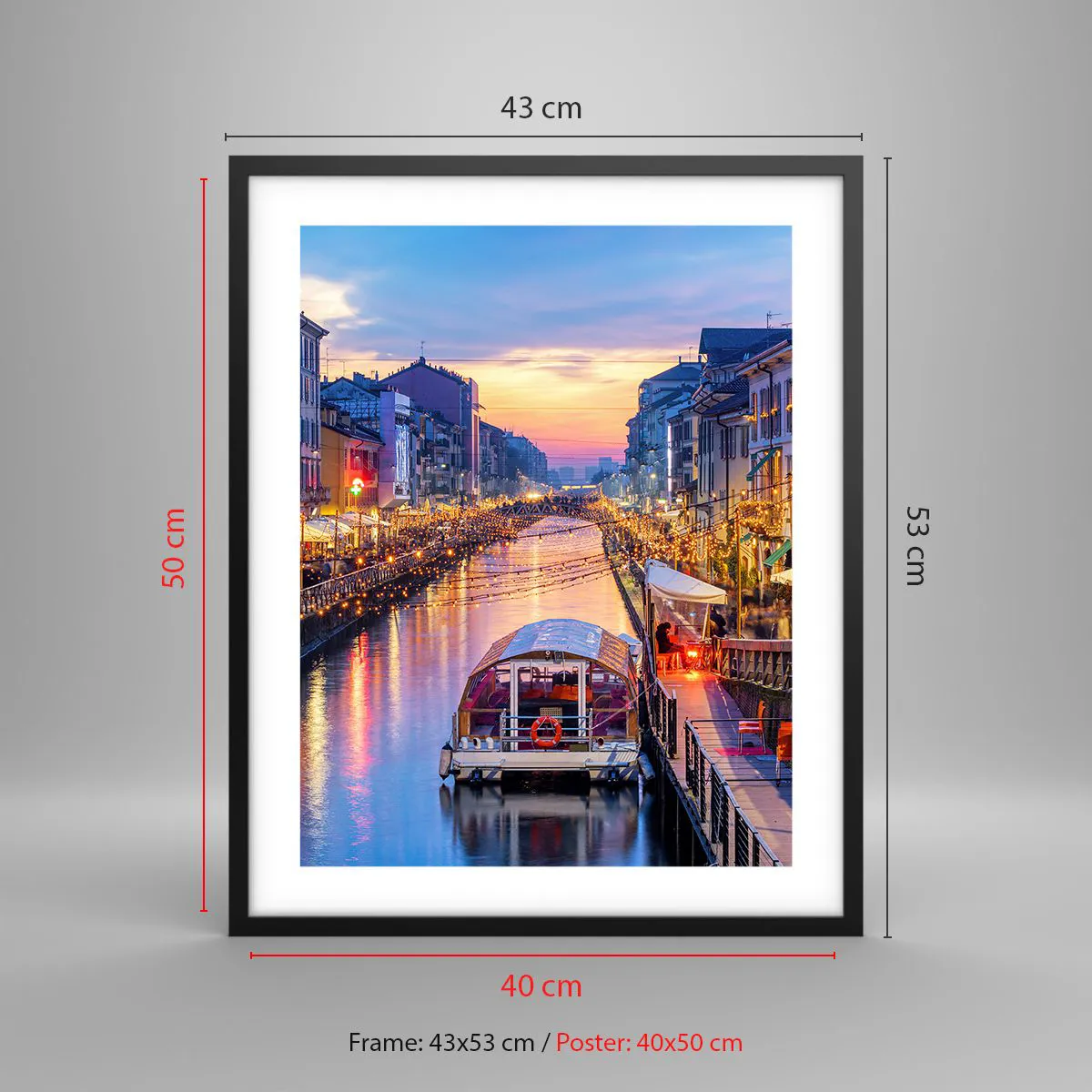 Poster in black frame - Evening of Light and Fun - 40x50 cm