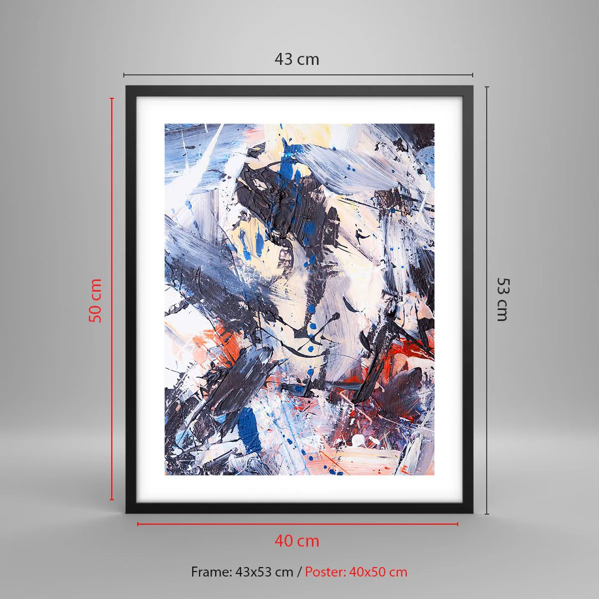 Affisch i svart ram - Abstraktionen galna dans - 40x50 cm