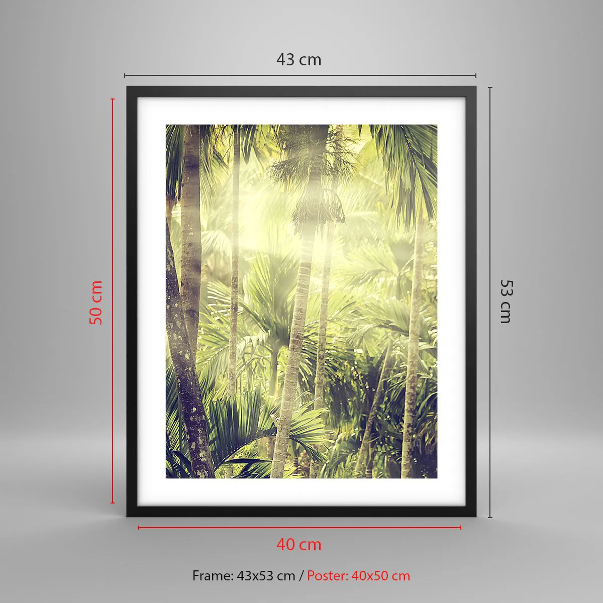 Pôster com moldura preta - No calor verde - 40x50 cm