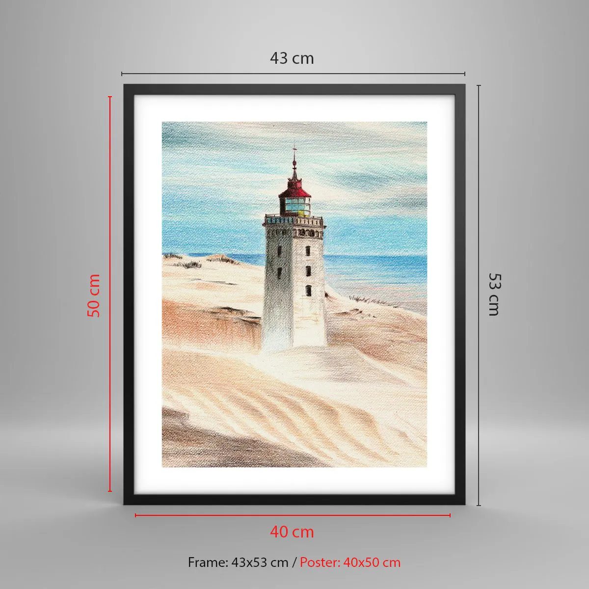 Plakat i sort ramme - Altid med blikket rettet mod havet - 40x50 cm