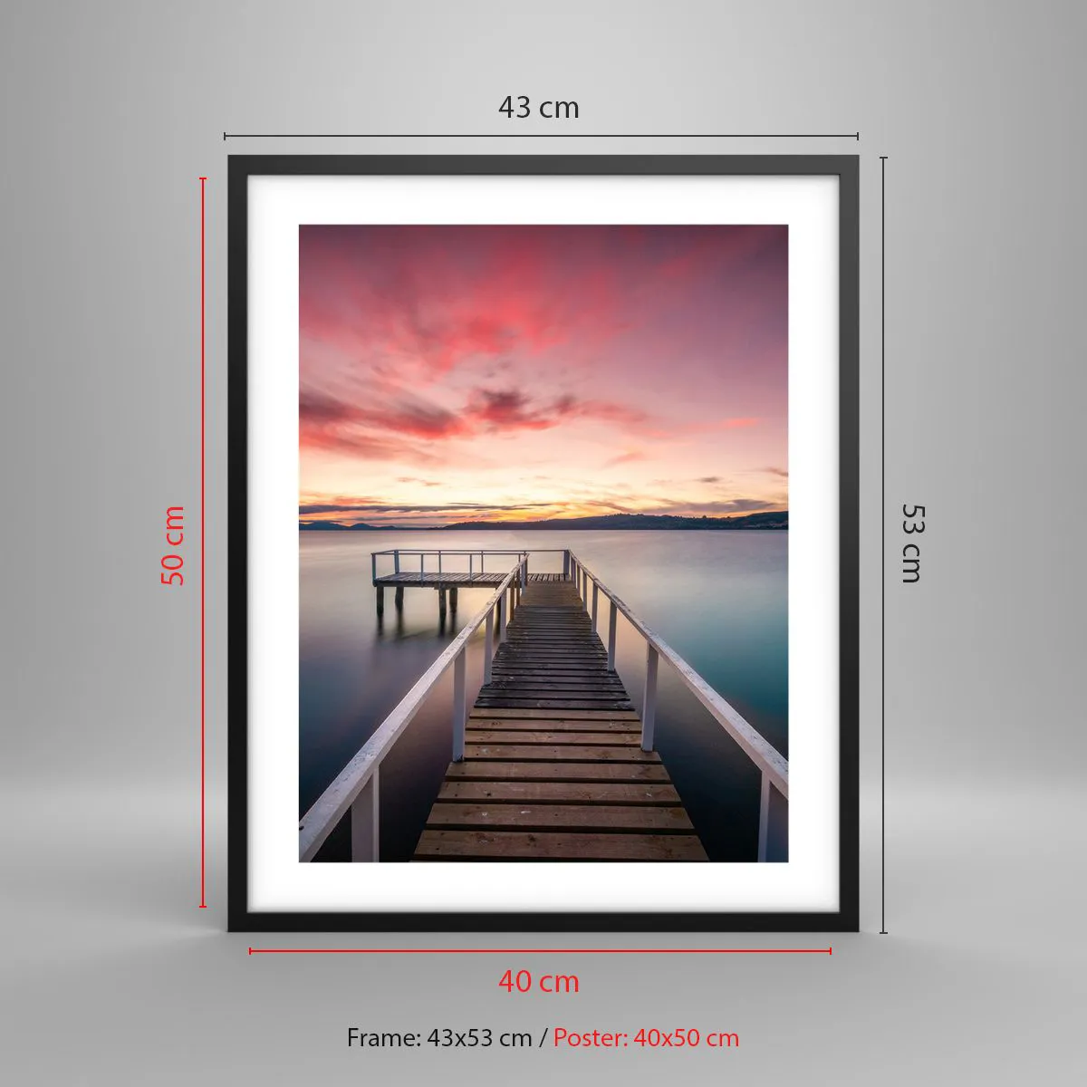 Affiche dans un cadre noir - Poster - La douce flamme du soir - 40x50 cm