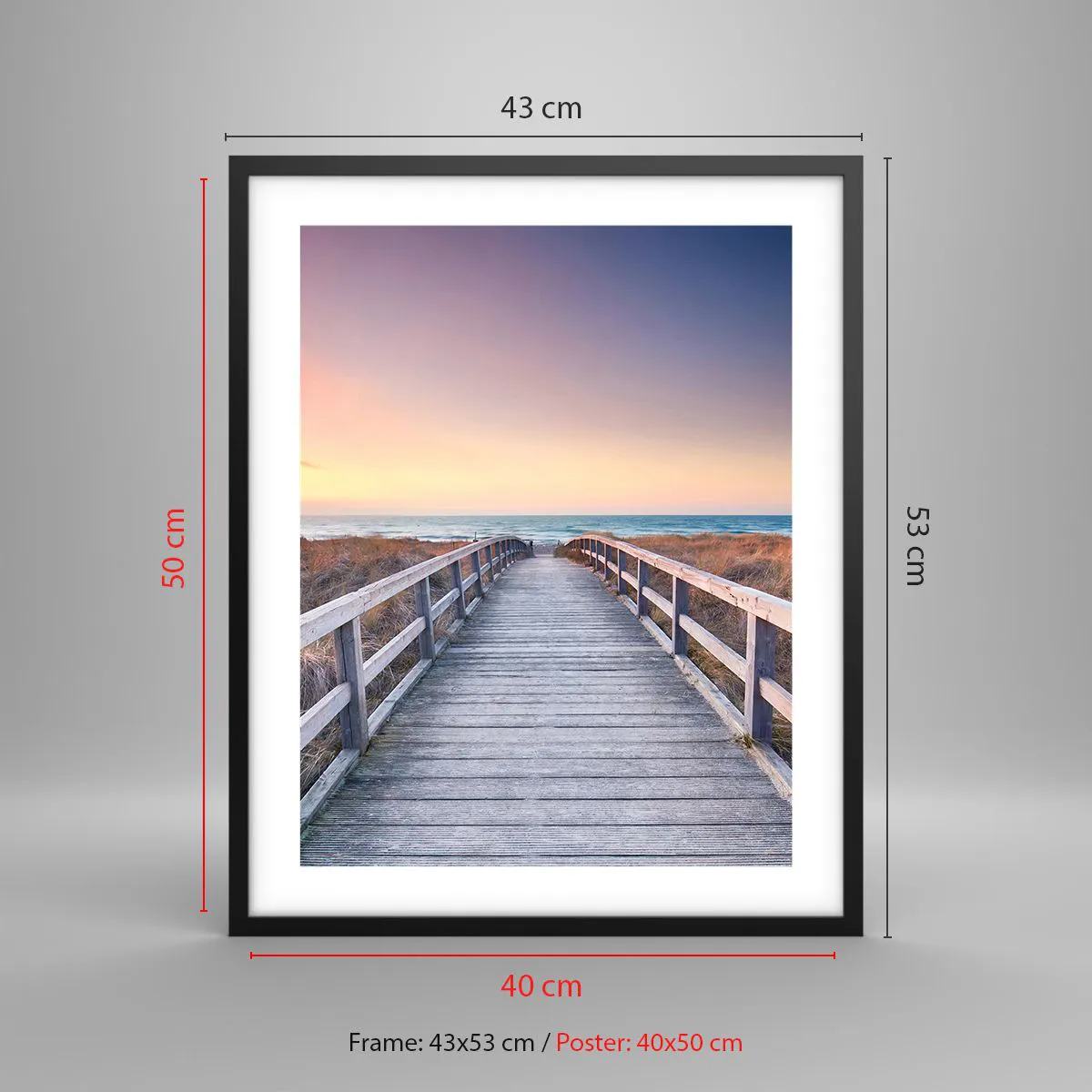 Poster in einem schwarzem Rahmen - Baltische Abend-Aurora - 40x50 cm