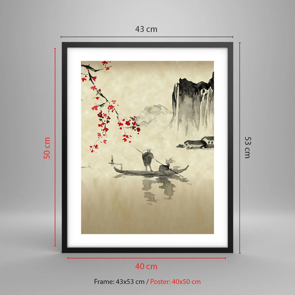 Poszter fehér keretben - A virágzó meggyfák országában - 40x50 cm