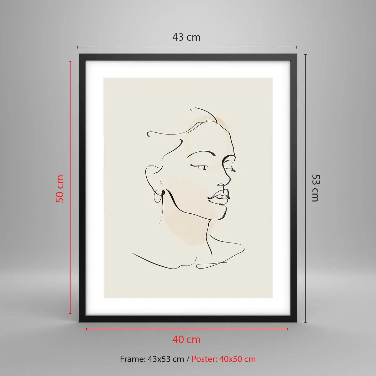 Poster in een zwarte lijst - Een bepaalde lijn - 40x50 cm