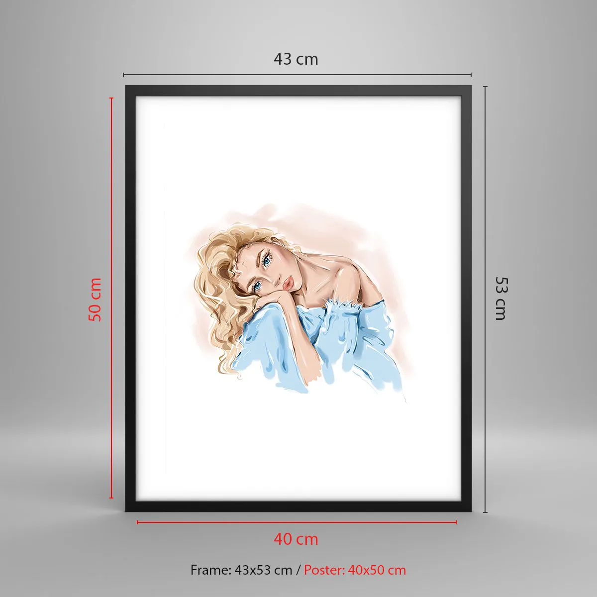 Poster în ramă neagră - Scufundată în vis albastru - 40x50 cm