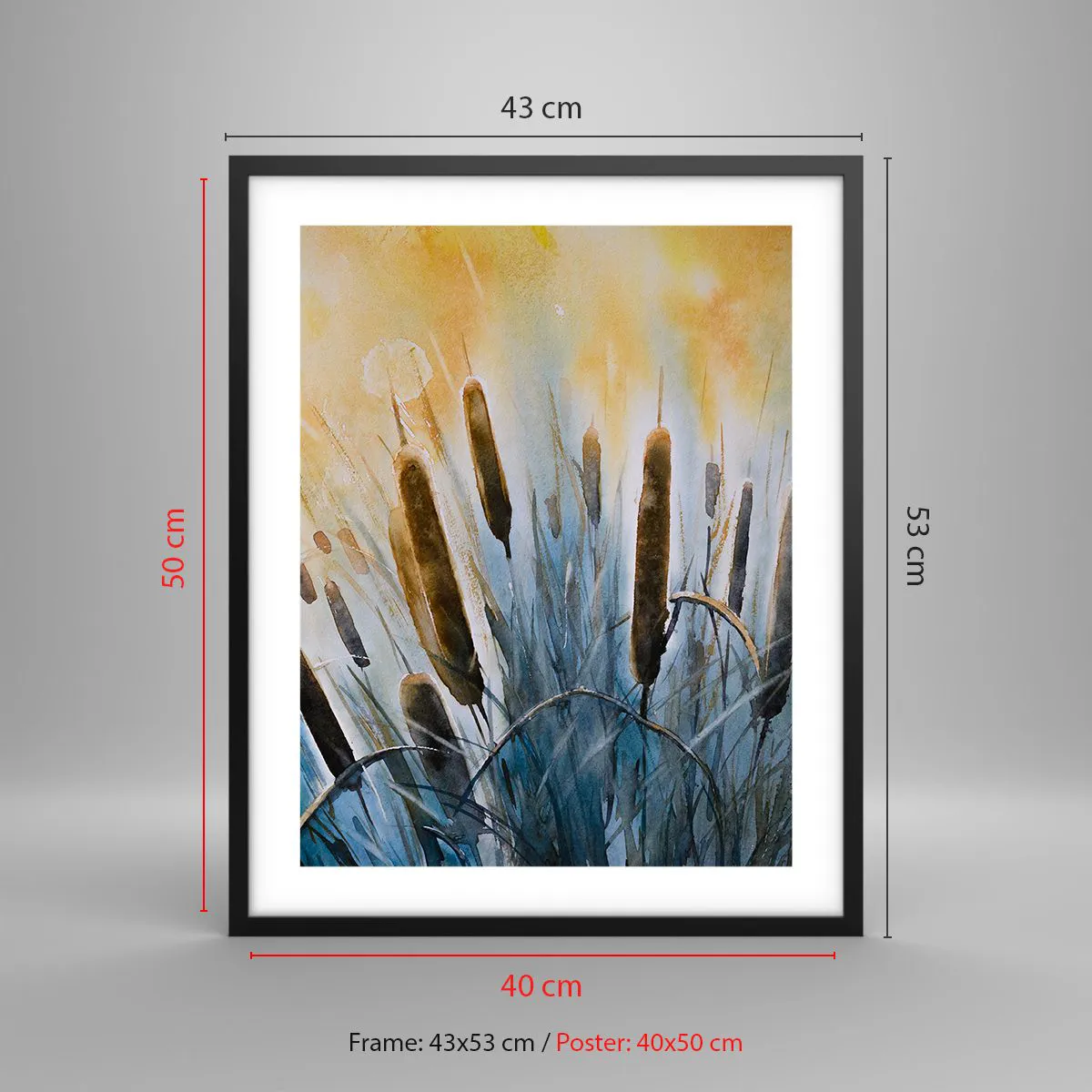 Plakat i sort ramme - Vandets kulde, solens varme - 40x50 cm