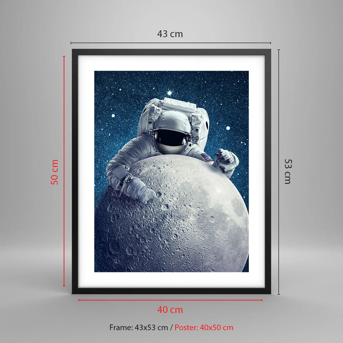 Affiche dans un cadre noir - Poster - Comique de l'espace - 40x50 cm