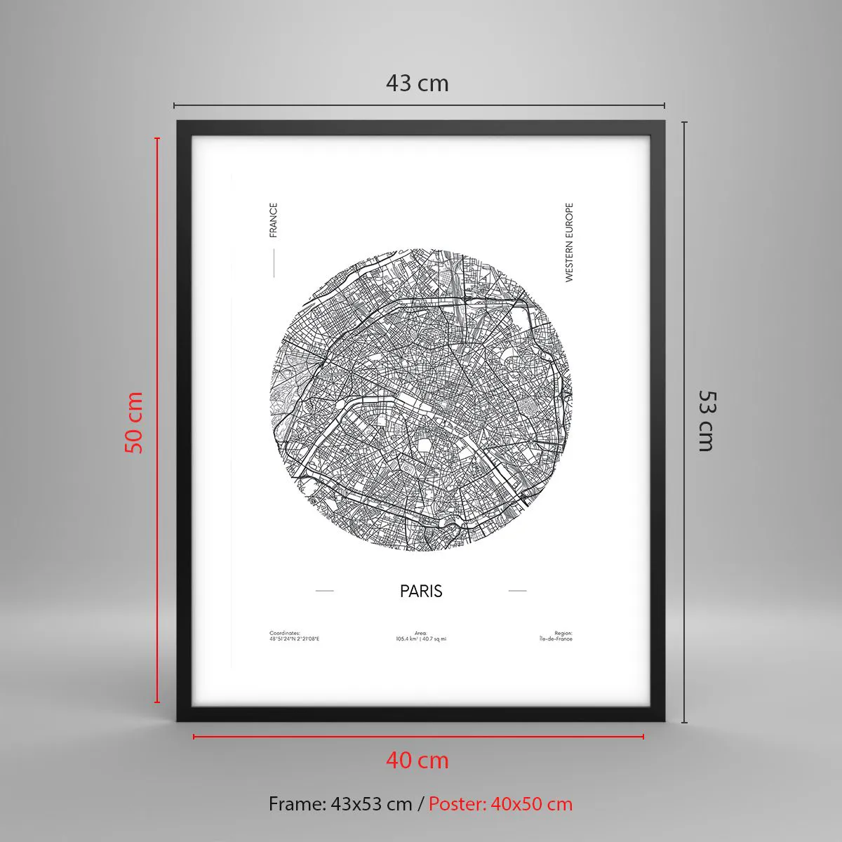 Plakát v černém rámu - Anatomie Paříže - 40x50 cm