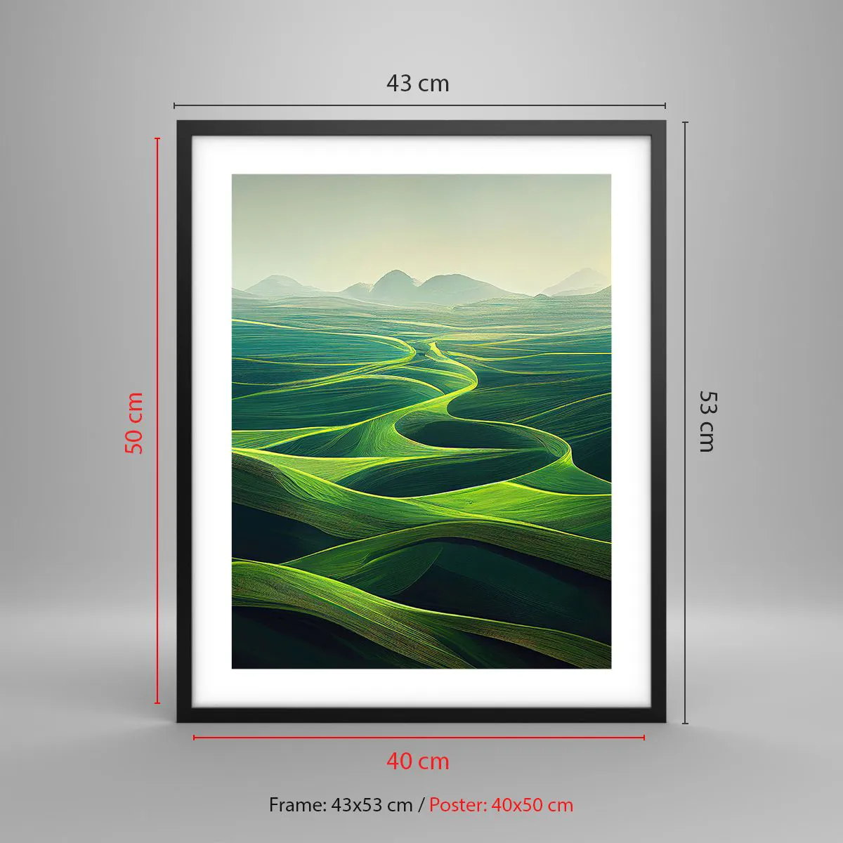 Poster in cornice nera - Nelle valli verdi - 40x50 cm