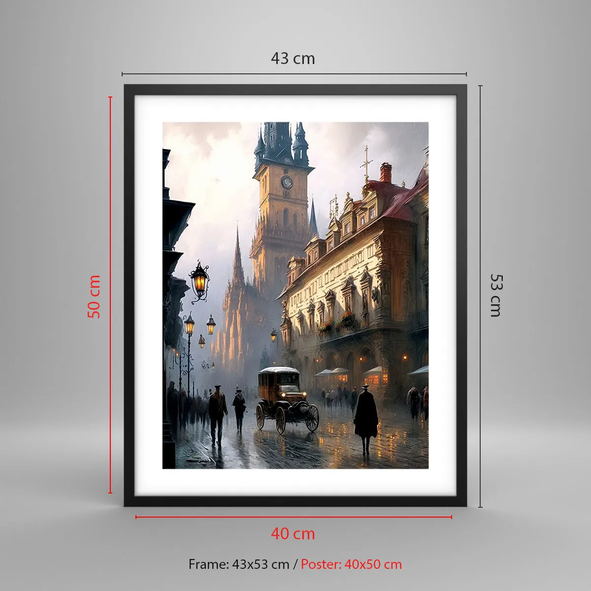Plakat i sort ramme - Magien i en aften i Prag - 40x50 cm