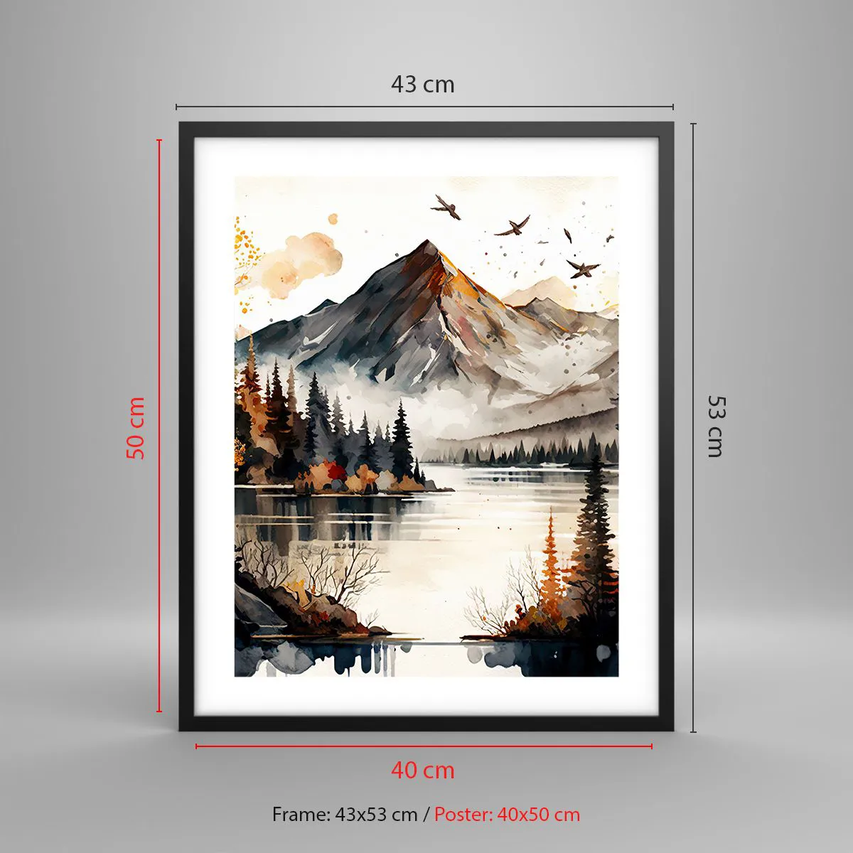 Affiche dans un cadre noir - Poster - Automne doré dans les montagnes - 40x50 cm