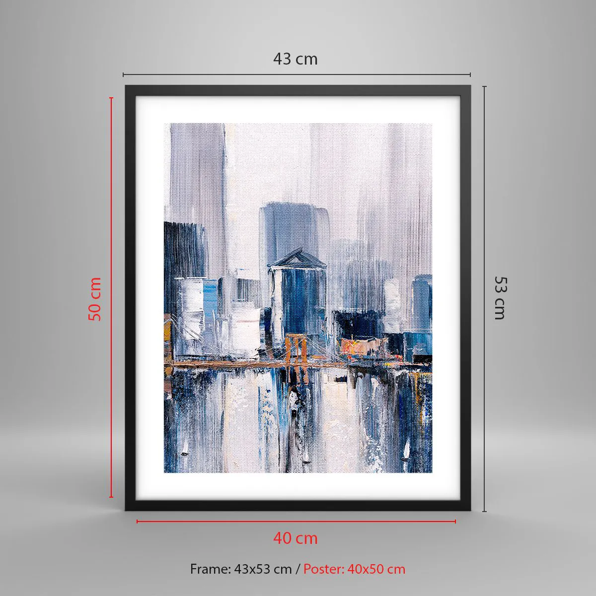 Poster in een zwarte lijst - New Yorkse impressie - 40x50 cm