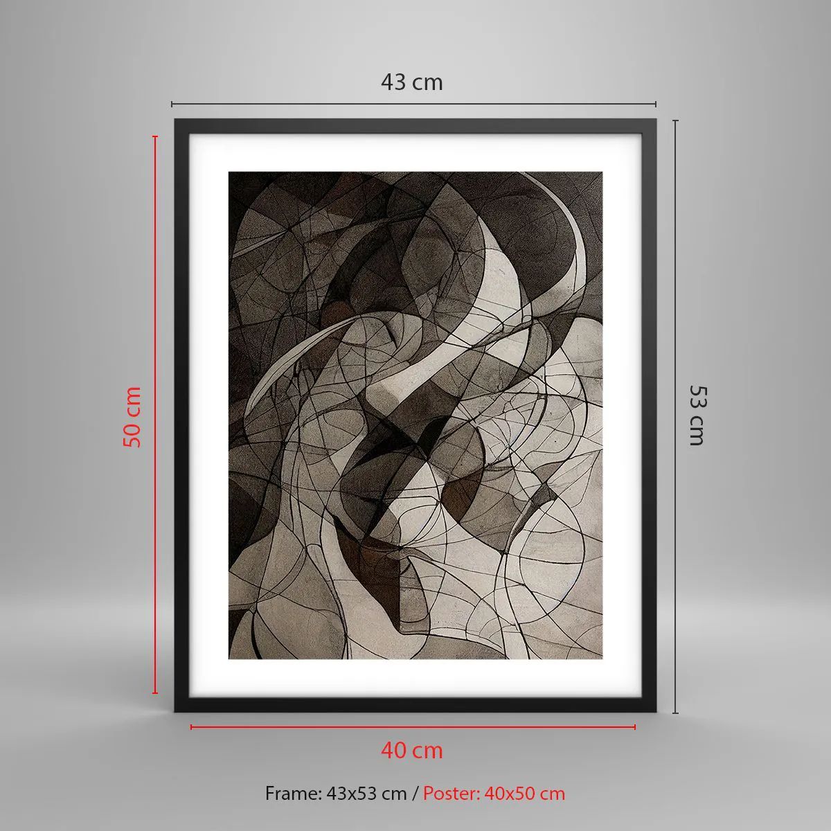 Affiche dans un cadre noir - Poster - Circulation des couleurs de la terre - 40x50 cm