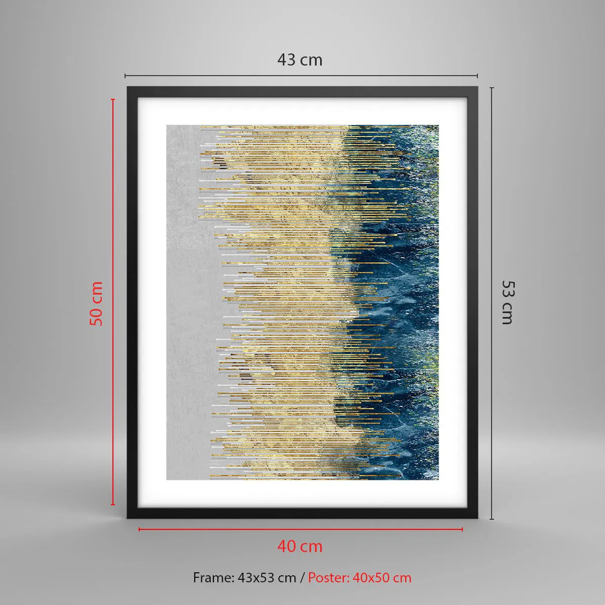 Plakat i sort ramme - Forgyldt grænse - 40x50 cm