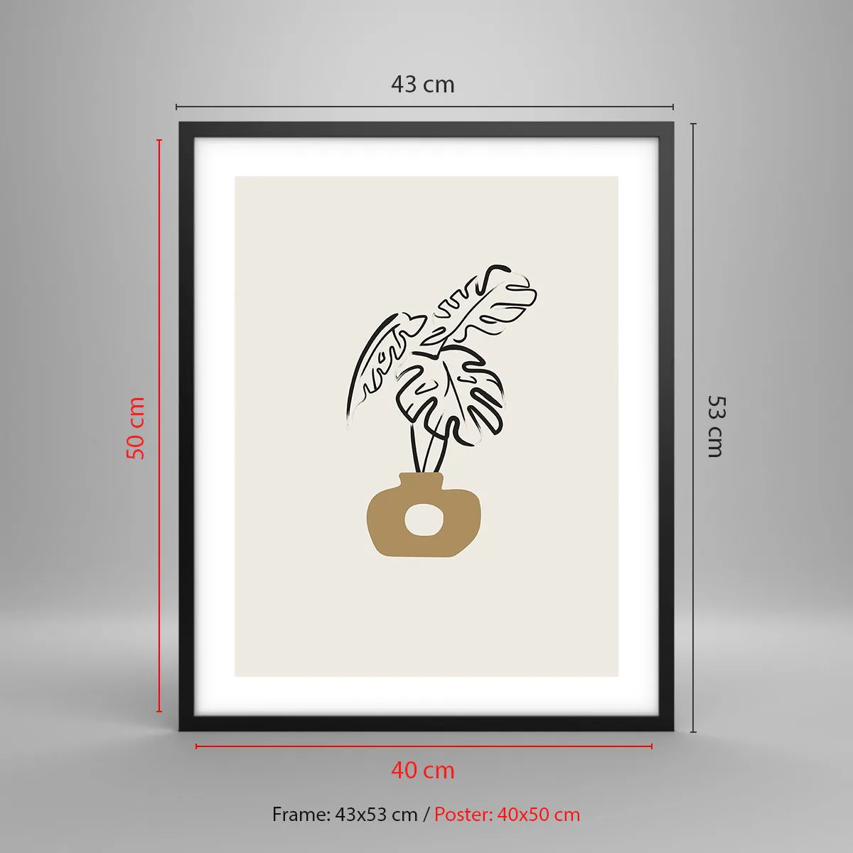 Plakat w czarnej ramie - Monstera – ozdoba domu - 40x50 cm