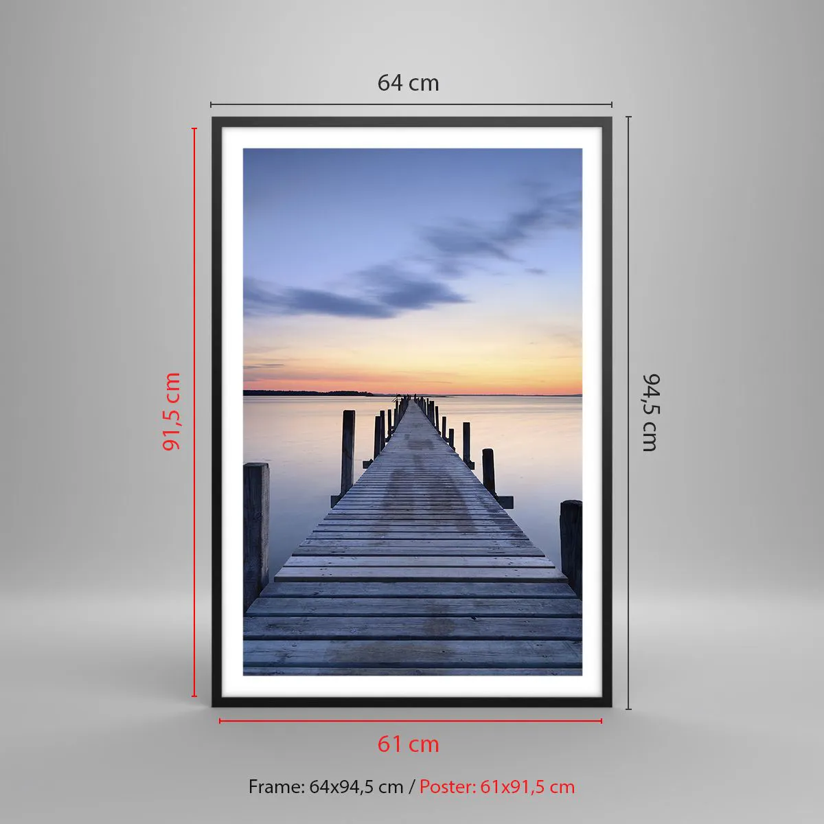 Affiche dans un cadre noir - Poster - Le calme d'un crépuscule serein - 61x91 cm