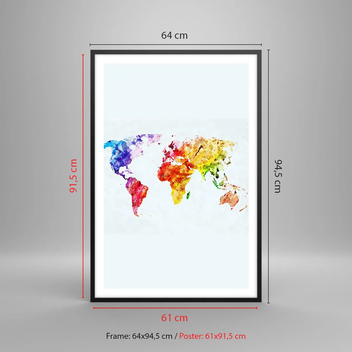 Plakat i sort ramme - Alle verdens farver - 61x91 cm