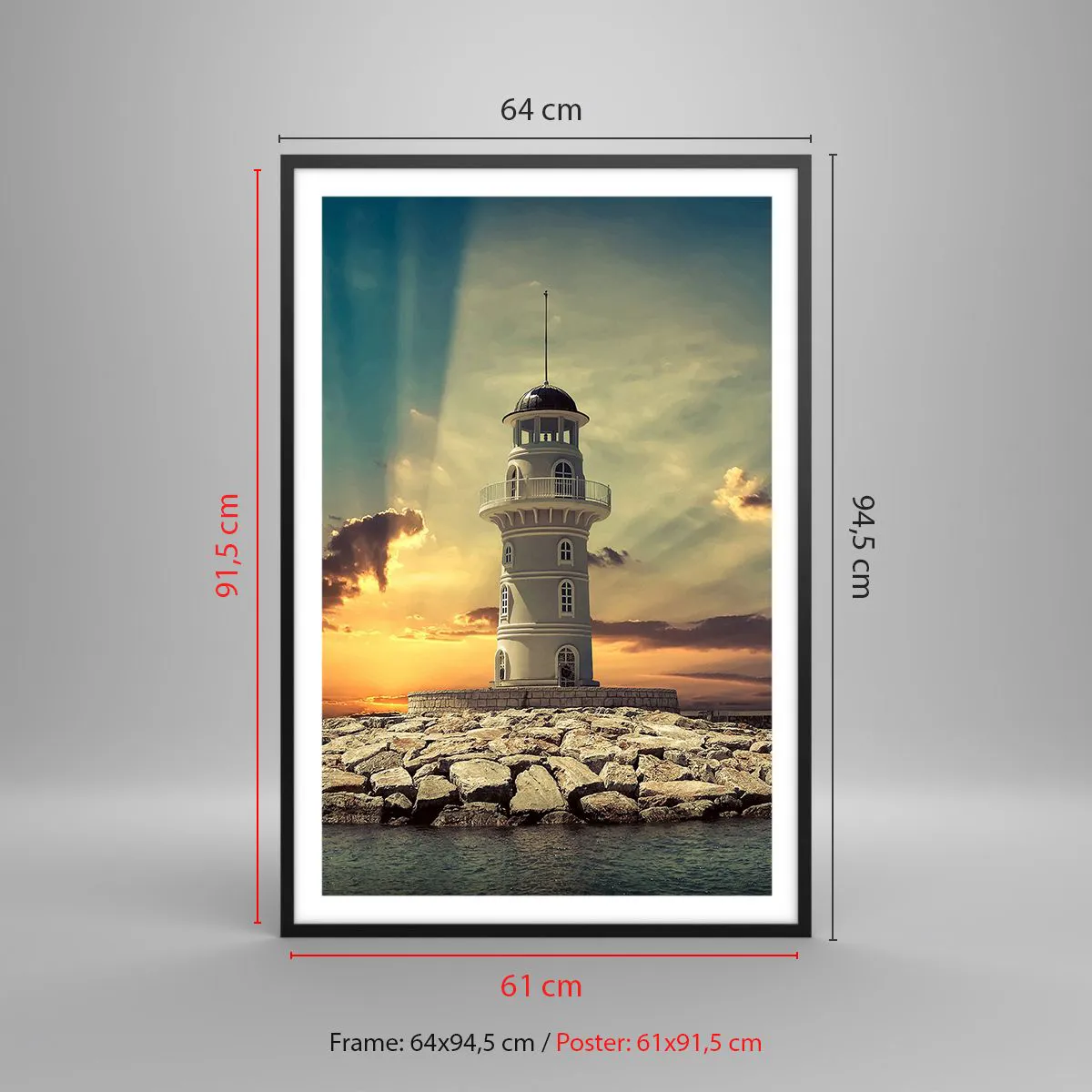 Plakat i sort ramme - Lys - Godhed - Skønhed - 61x91 cm