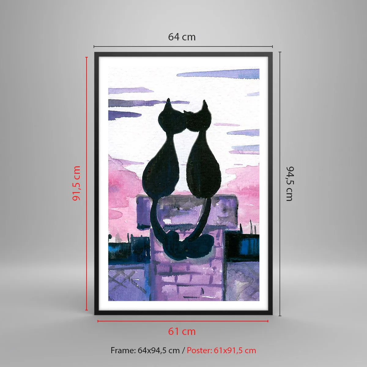 Pôster com moldura preta - Rendez-vous sob a lua - 61x91 cm