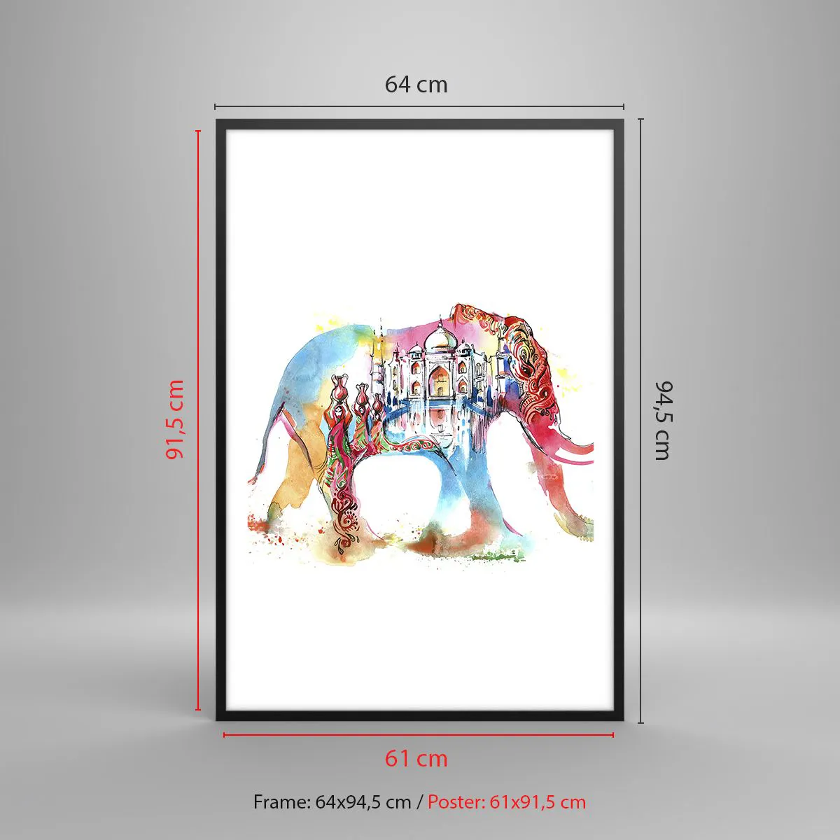 Affiche dans un cadre noir - Poster - Inde - l'aura de l'amour - 61x91 cm