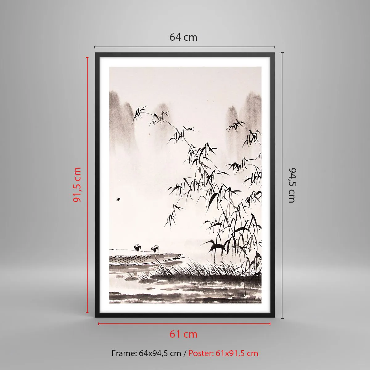 Plakát v černém rámu - Klid rýžových polí - 61x91 cm