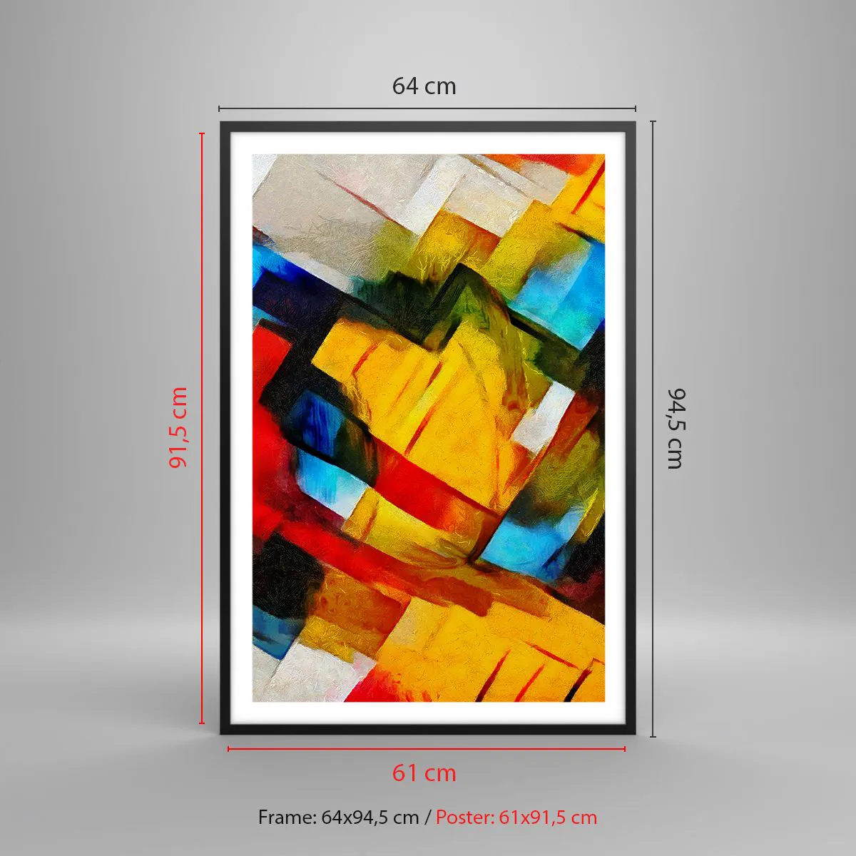 Affiche dans un cadre noir - Poster - Une superposition multicolore - 61x91 cm