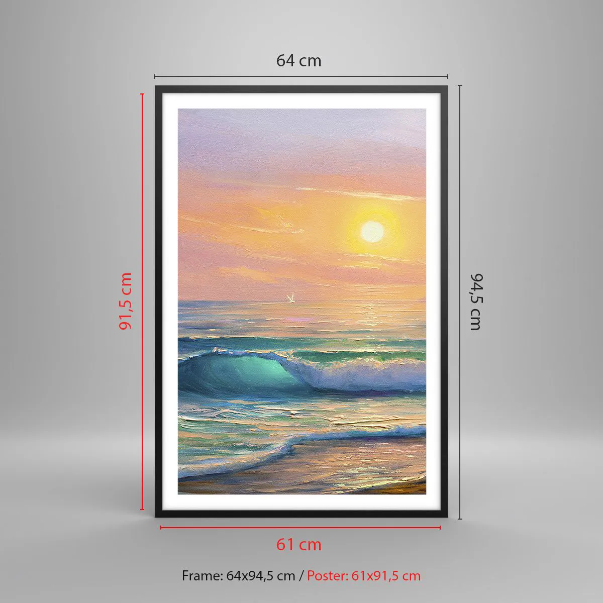 Poster in black frame - Turquoise Song of the Waves - 61x91 cm