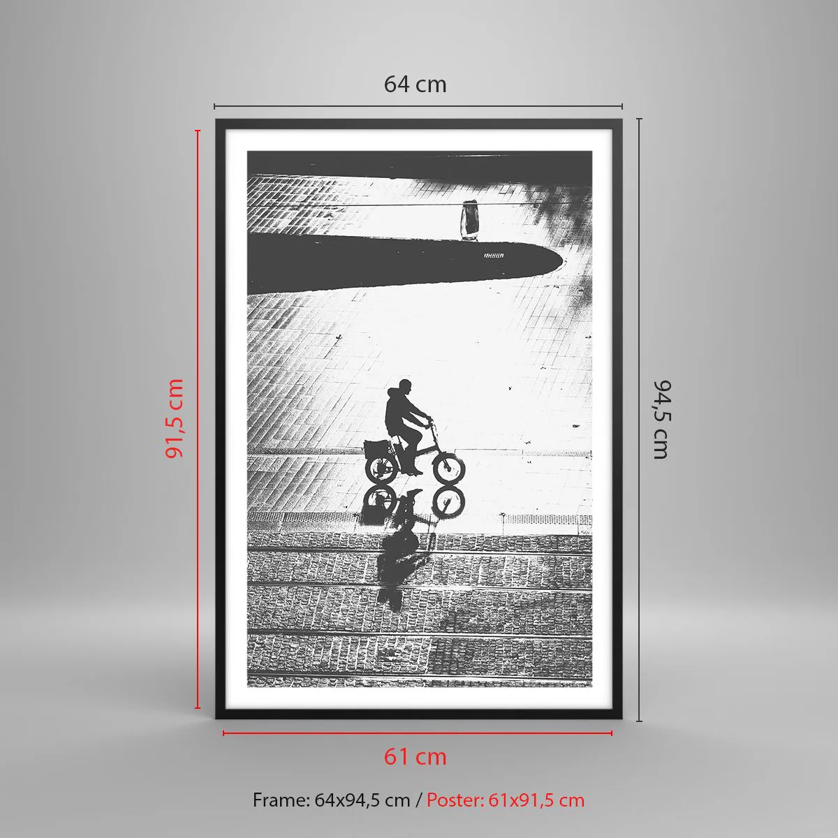 Plakat i sort ramme - Fremad, gennem byen - 61x91 cm