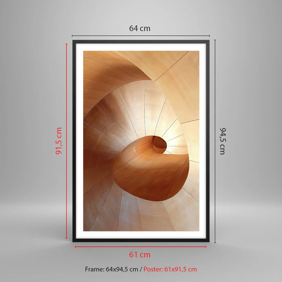 Plakat i sort ramme - Arkitektonisk serpentin - 61x91 cm