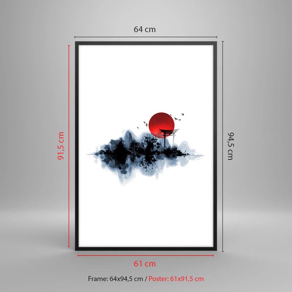 Póster en marco negro - Visión japonesa - 61x91 cm