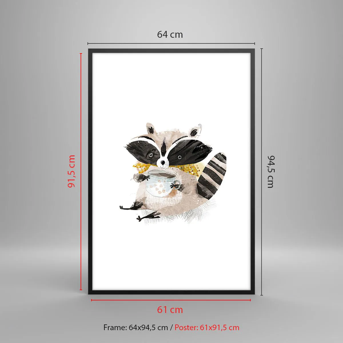 Plakat i sort ramme - Min ven vaskebjørnen - 61x91 cm