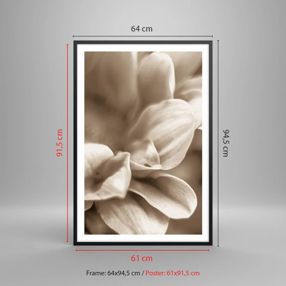 Poster in een zwarte lijst - Zo zacht als een glimlach - 61x91 cm