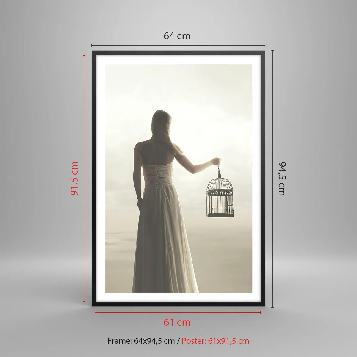 Plakat w czarnej ramie - Bądź wolna - 61x91 cm