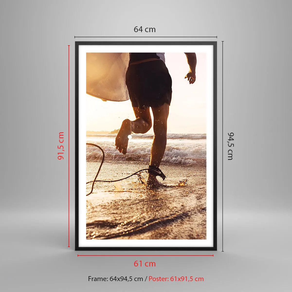 Affisch i svart ram - Möta vågorna - 61x91 cm