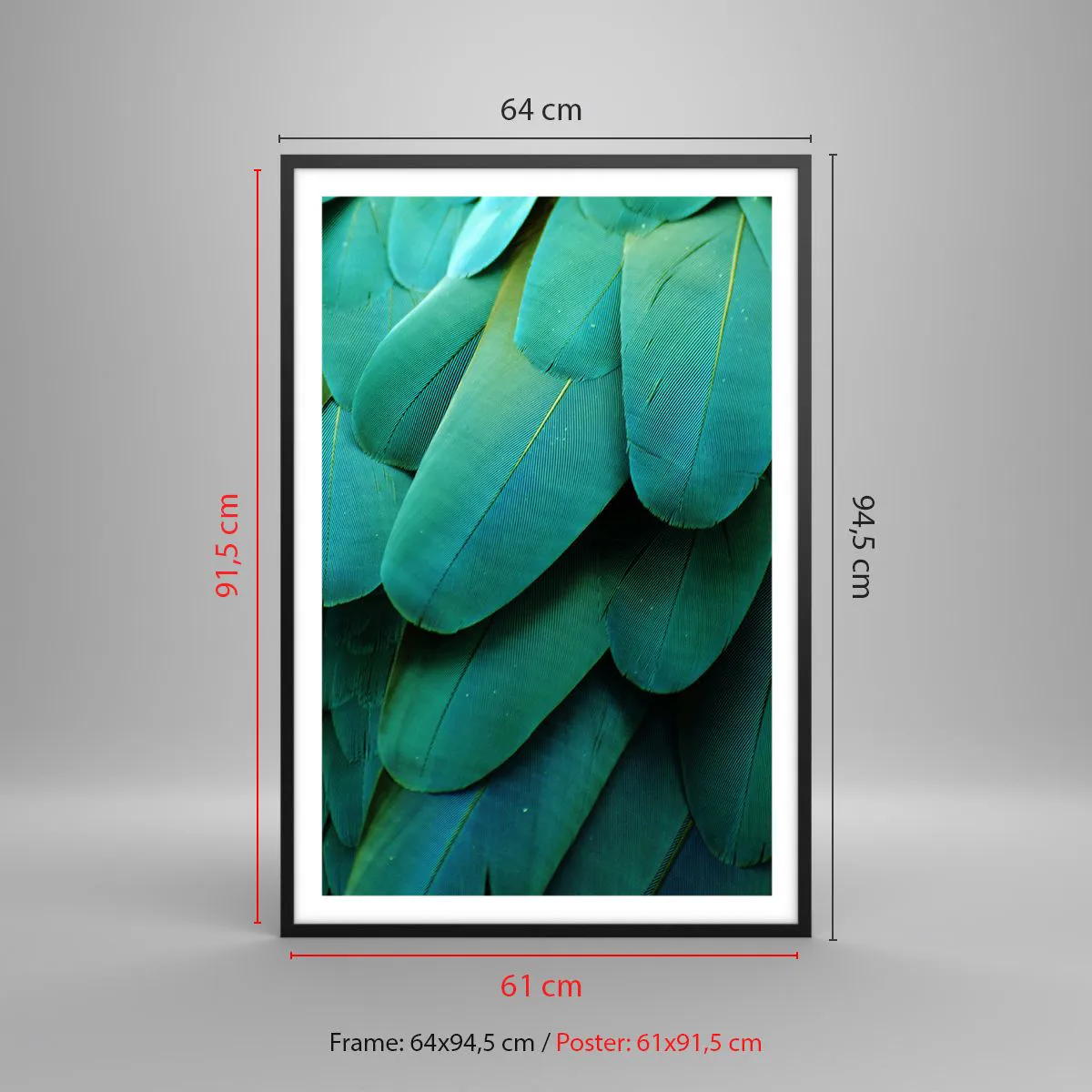 Poster in einem schwarzem Rahmen - Papageienartige Präzision - 61x91 cm