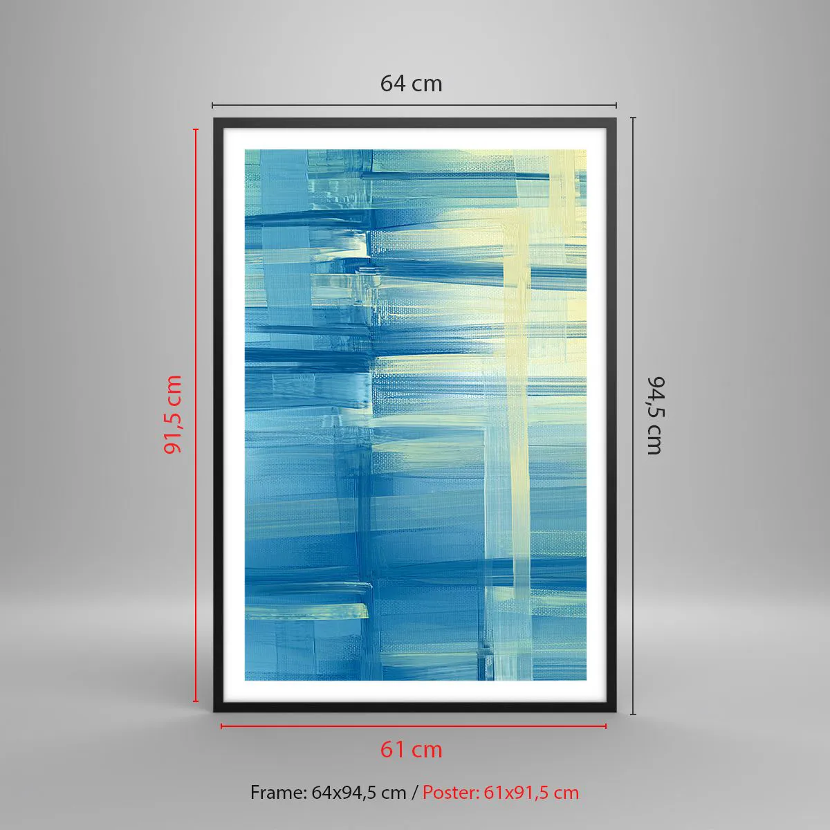 Poster in black frame - Composition In Turquoise - 61x91 cm