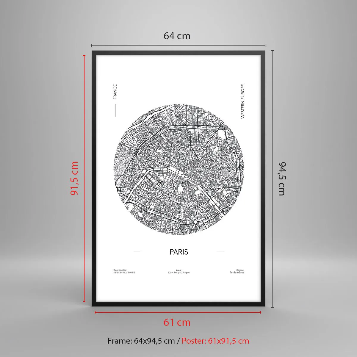 Plakát v černém rámu - Anatomie Paříže - 61x91 cm
