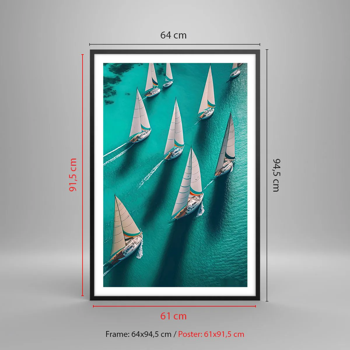 Pôster com moldura preta - Numa competição com o vento - 61x91 cm