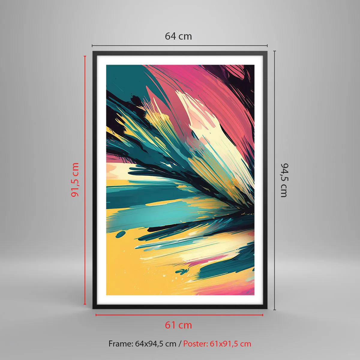 Poster in black frame - Composition -Explosion of Joy - 61x91 cm