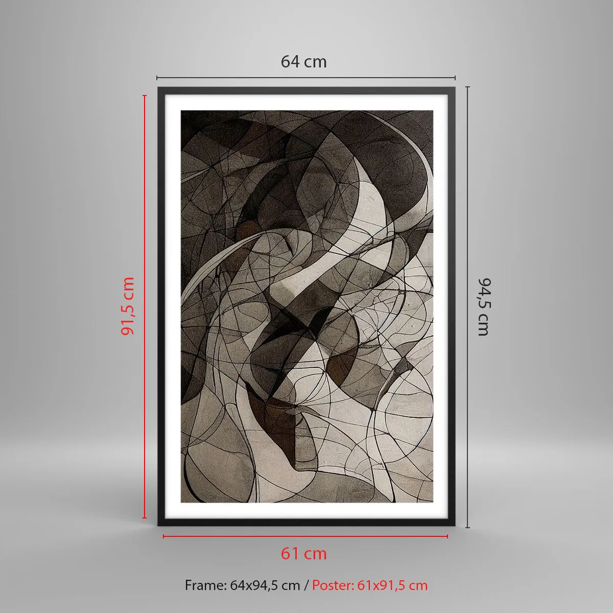 Póster en marco negro - Circulación en colores tierra - 61x91 cm