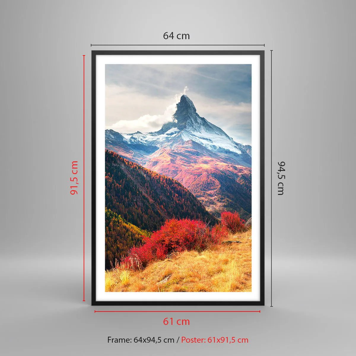 Plakat i sort ramme - Alpernes efterår - 61x91 cm