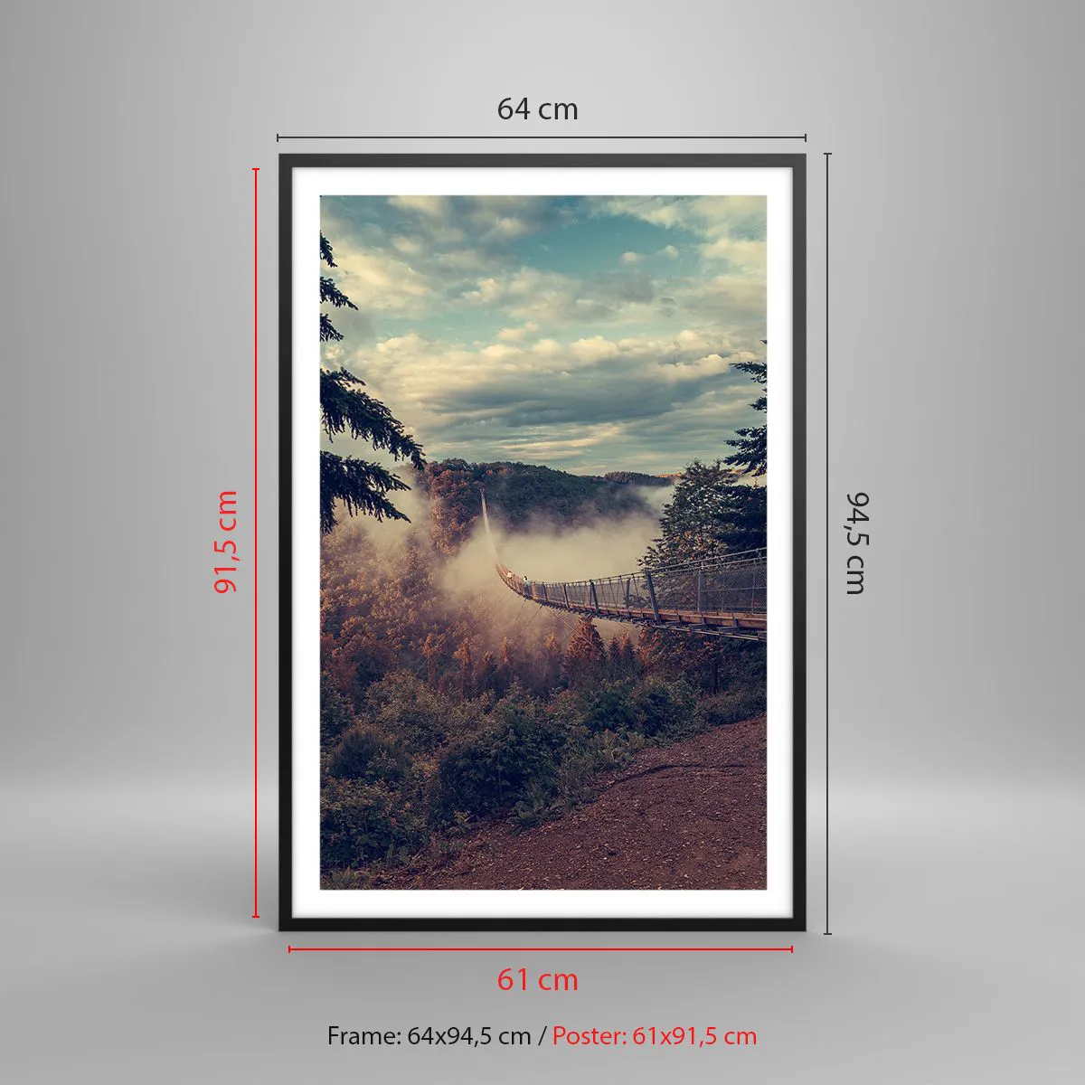 Poster in einem schwarzem Rahmen - Über dem Herbstwald - 61x91 cm